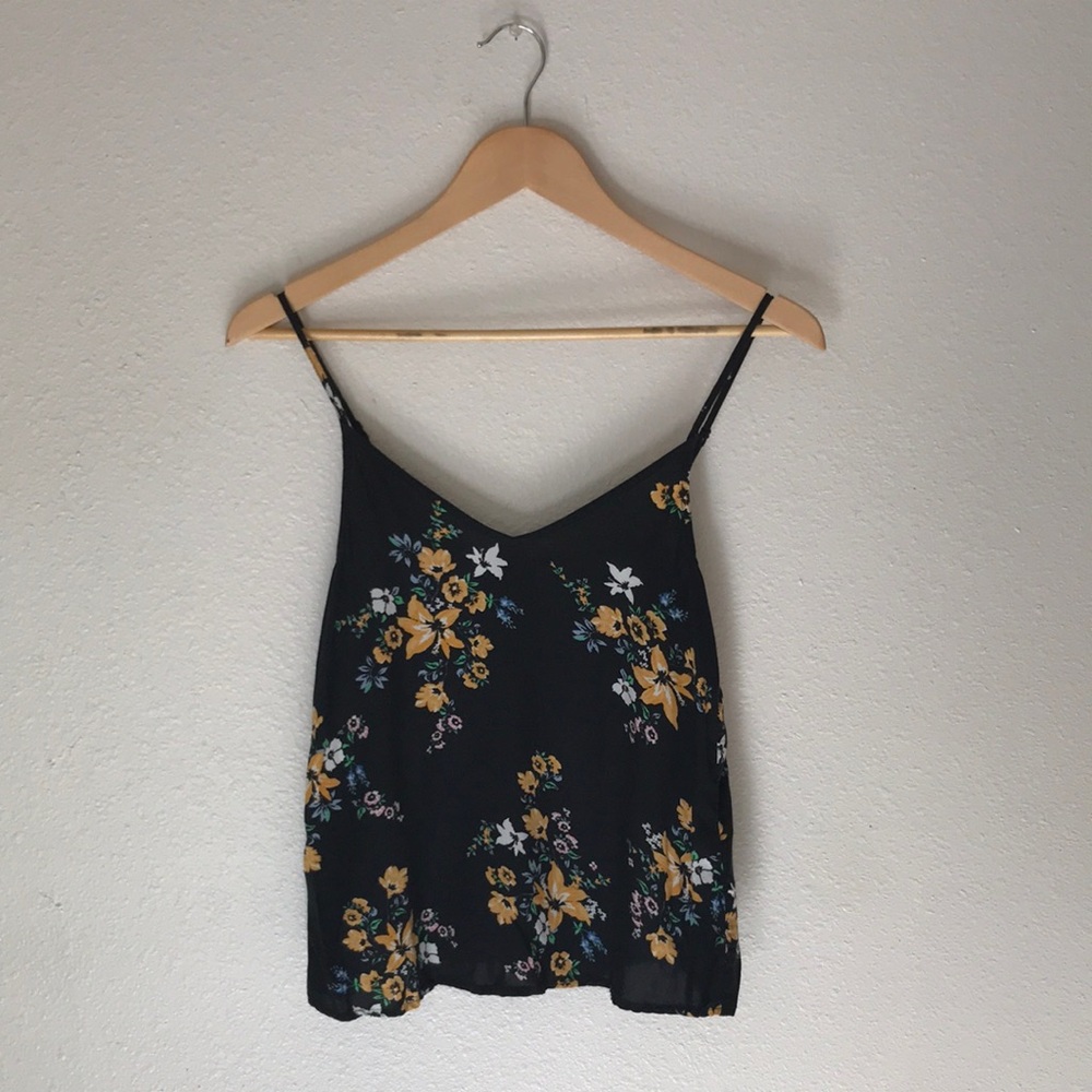 Black and Yellow Floral Women's Tank Top - S (size 2) - Picture 10 of 10